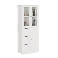 thumbnail image 4 of Tcbosik Storage Cabinet with 3 Drawers, Display Cabinet with Glass Doors, Floor Pantry Cabinet, Bathroom Cabinet for Kitchen, Dining Room, Living Room, White, 4 of 7