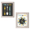 thumbnail image 1 of Gango Home Decor Gray and Teal Vintage "Time To Eat" Adult Kitchen Set; Two 11" x 14" Distressed Framed Prints, 1 of 3