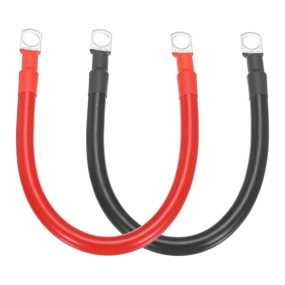 Uxcell 2Pcs 4 AWG Battery Cable, 1ft Battery Inverter Cables with 3/8" Ring Terminals for Marine Solar Boat Car RV, Red Black