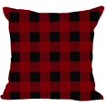 thumbnail image 1 of Joyeux Noël Échecs Rouges et Noirs à Carreaux Écossais en Coton Lin Carré Housse de Coussin Décorative 18"x 18 Pouces, 1 of 2