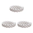 thumbnail image 4 of Thinsony Femmes Chic Perle Strass Stretch Bracelet Mariage Bal pour Mariée Blanc 2 Rangée 3Set, 4 of 6