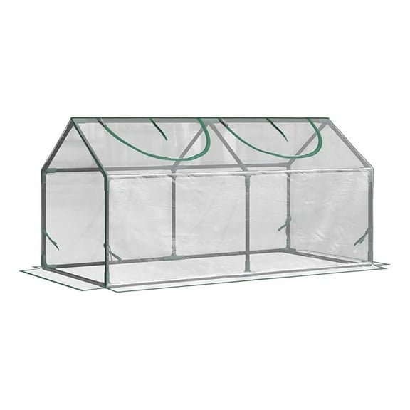 NALYL 4' x 2' x 2' Portable Mini Greenhouse, Small Green House with PVC Cover, Roll-up Zippered Windows for Indoor, Outdoor Garden, Clear