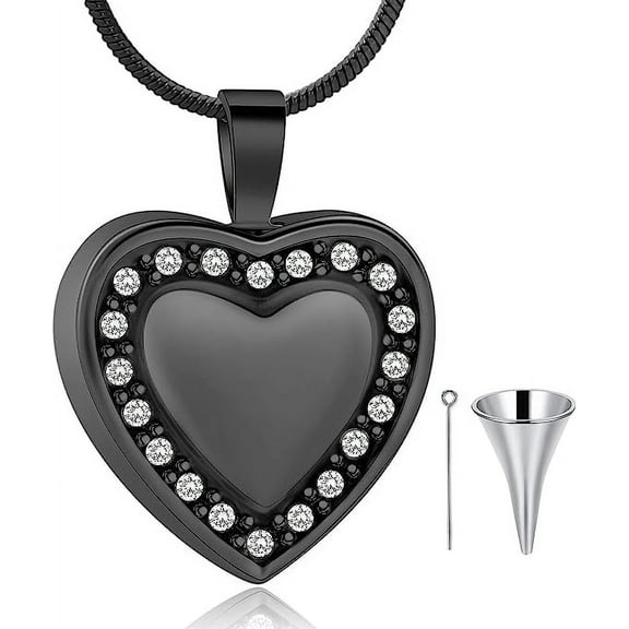 Crystal Heart Urn Necklace for Ashes for Women Gilr's Memorial Urn Keepsake Pendant Cremation Jewelry