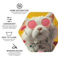 thumbnail image 3 of Yiaed Floral Sunglasses Cat Art Print Leather Coasters for Drinks - Cup Coasters Coffee Table Kitchen Table Bar, Home & Office Gifts Handmade Drink Coasters-Hexagon, 3 of 6
