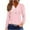 Pink, variant on 2025 New Fashion Plus Size Women's Loose Casual Solid Color V-neck Button Long Sleeved Top