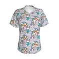thumbnail image 2 of Uemuo Unicorn DoingYoga Printed Women's Classic V-Neck T-Shirt - Soft, Breathable, Moisture-Wicking, Perfect for Casual, Office, Travel, and Everyday Wear-Small, 2 of 5