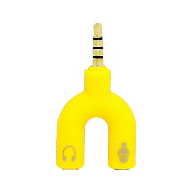 Bearachild Adaptador de Audio de 3,5mm tipo U 2 en 1 conveniente conector estéreo convertidor de sonido externo micrófono accesorios de Cables de audio/vídeo amarillo