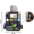 thumbnail image 2 of Organizador de asiento trasero de coche para niños, protector de asiento trasero de material duradero con múltiples bolsillos de malla y soporte para tableta con pantalla táctil transparente,, 2 of 7