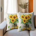 thumbnail image 6 of Spring Summer Yellow Flowers Throw Pillow Covers 18X18 Inches Set of 2 Sunflowers with Green Leaves Mason Jar Pillowcase Soft Square Summer Cushion Covers for Home Sofa Patio Bedroom, 6 of 7