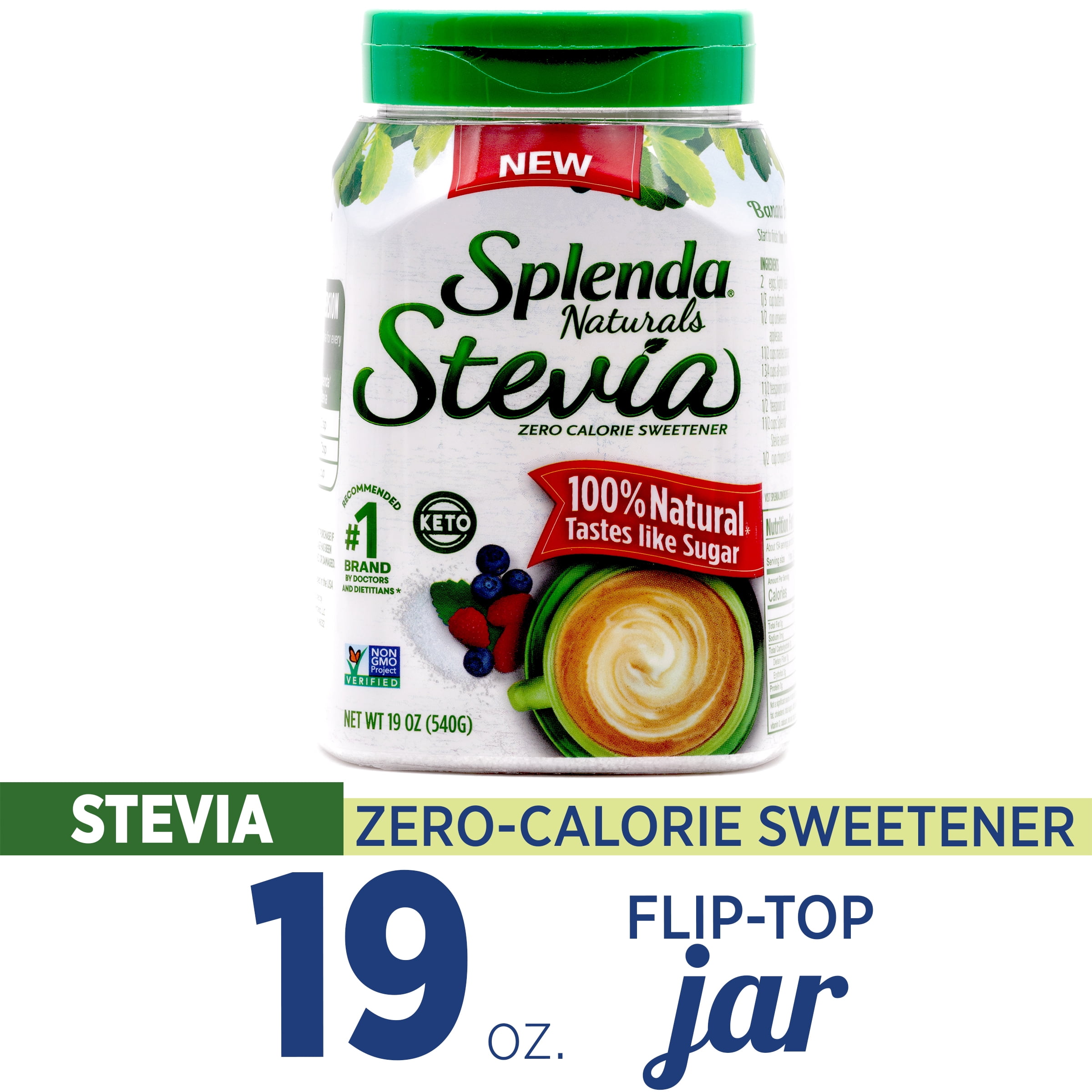 Splenda Naturals Stevia Zero Calorie Sweetener Fliptop Jar 19.0