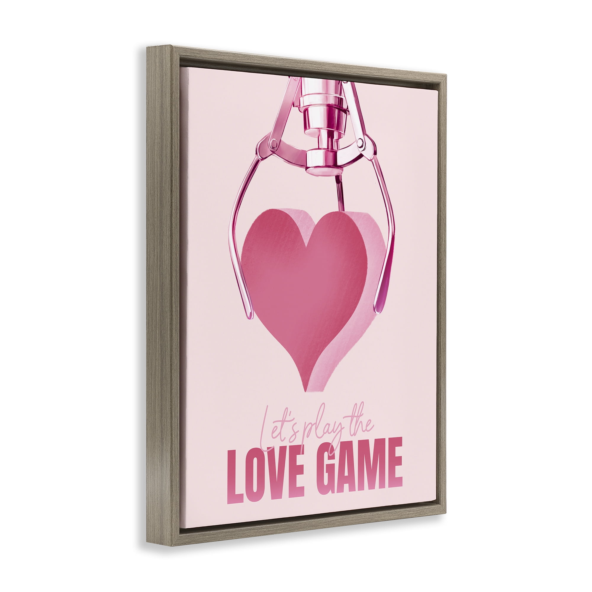 Stupell Industries Love Game with Heart Typography Painting Brown Floater Framed Art Print Wall Art, 25 x 31