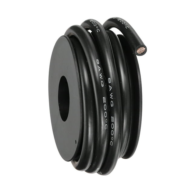Cable de silicona flexible Uxcell 8 AWG 3m/10ft de cobre estañado color negro