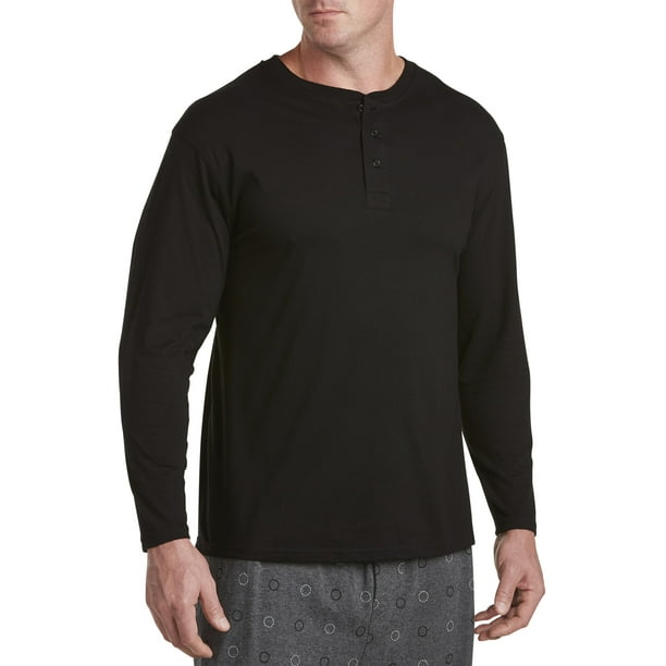 Harbor Bay by DXL Big and Tall Men's Knit Henley, Black, 4XL