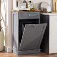 thumbnail image 4 of 13 Gallons Tilt Out Trash Cabinet Freestanding Kitchen Hidden Trash Bin Cabinet with Hideaway Drawer Pet Proof Trash Can Holder for Kitchen Living Room, Grey, 4 of 7