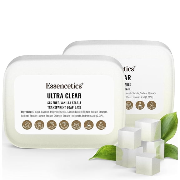 Essencetics 10 LB - Ultra Clear Glycerin Soap Base Bulk - SLS Free, No Palm Oil, Vegan & Cruelty Free - Organic Melt and Pour Soap Base for Soap Making - Made from Natural Glycerin