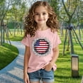 thumbnail image 4 of Toddler Girl Clothes under $5 Short Sleeve Round Neck Independence Day Print Cotton Toddler Kids T-shirt Tee Top Pink 7 Years, 4 of 6