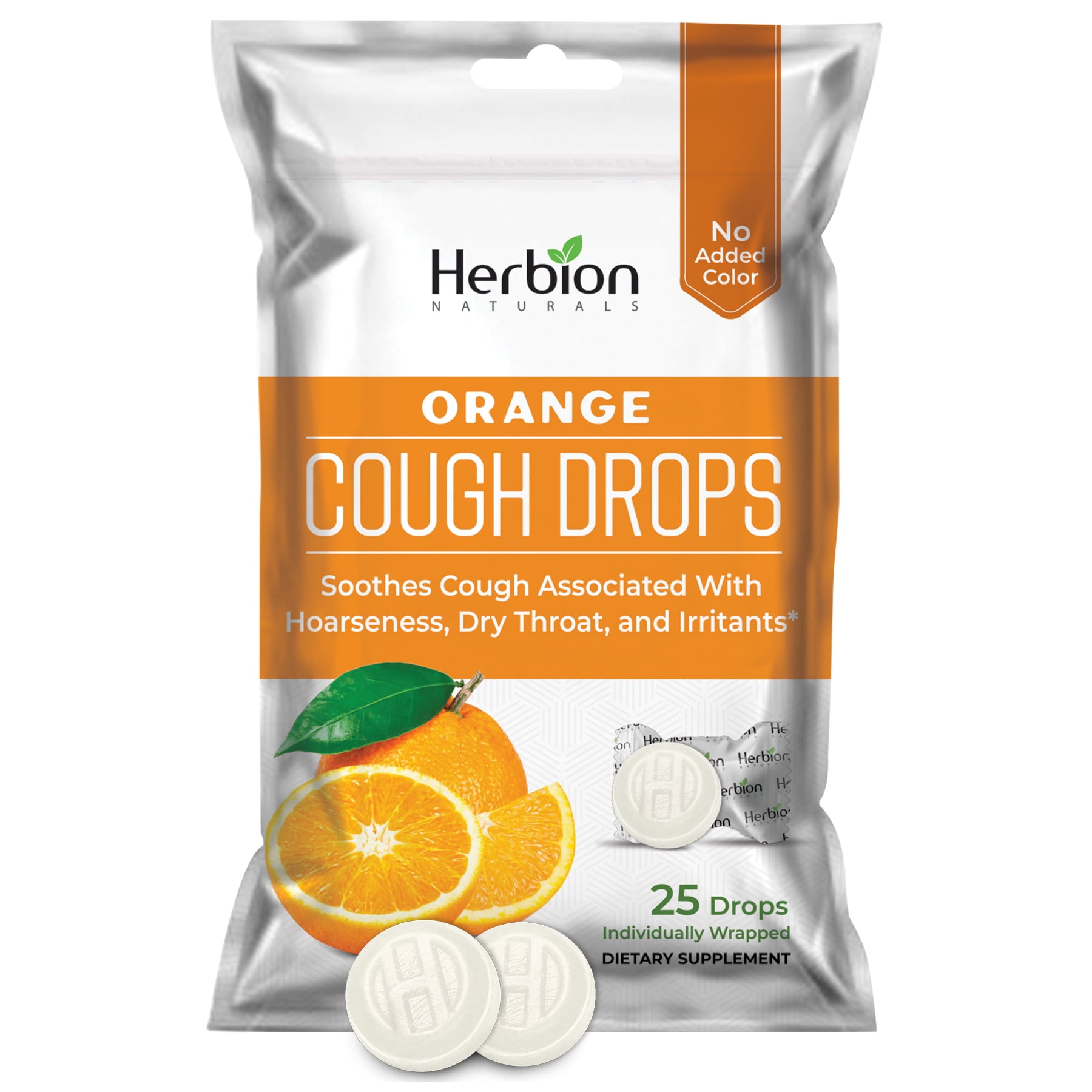 Herbion Naturals Cough Drops with Orange Flavor 25Ct Pouch Oral