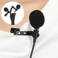 thumbnail image 4 of Micrófono con clip de collar mini de dos cabezales color negro E1 para teléfono móvil, transmisión en vivo, grabación de entrevistas, 4 of 12