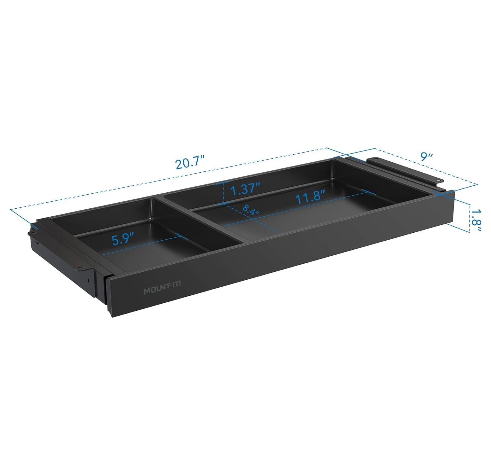 Under Desk Storage Drawer - Shallow Under Desk Drawer Organizer - Standing Workstation Storage Attachment - 20.7" Width Under Table Counter
