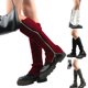 thumbnail image 4 of Calentadores de pierna de punto acanalados Punk gótico para mujer, calcetines de bota de Color sólido con cremallera lateral Harajuku, cubierta de pie hasta la rodilla para estudia, 4 of 5