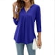 thumbnail image 5 of Blusa informal con pliegues para mujer, Top elegante con cuello en V, Camiseta holgada de manga 2022, ropa de calle 3/4, 5 of 5