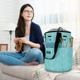 thumbnail image 3 of PAVILIA Knitting Bag Crochet Organizer Bag, Yarn Storage Tote, Knitting Accessories Supplies, Yarn Holder For Knitting With Grommets, Needles Hooks Essentials, Crochet Project Case (Chevron Teal), 3 of 7