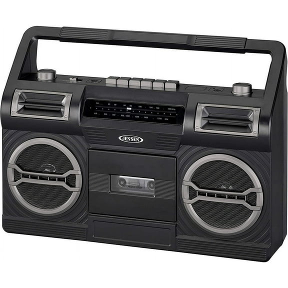 Jensen Cassette Tape Boombox, Black, MCR-500