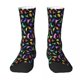 thumbnail image 2 of Calcetines largos hasta la rodilla con estampado de dinosaurio divertido (fondo negro) para hombre, calcetines para parejas, calcetines de estilo hip hop con personalidad para patinetas, 2 of 5