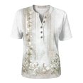 thumbnail image 4 of Stralyhd Cotton Linen Womens Tops Short Sleeve Button Down Shirts Summer V Neck Tops Dressy Casual Loose Henley Blouse White XL, 4 of 8