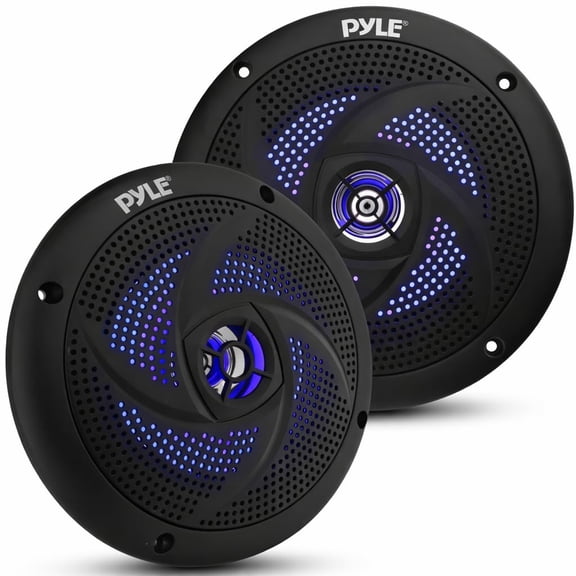 Pyle PLMRS63BL - Waterproof Rated Marine Speakers, Low-Profile Slim Style Speaker Pair with Built-in LED Lights, 6.5''-inch (240 Watt)