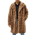 thumbnail image 2 of Tawop Jacket Men Faux Fur Thermal Long Sleeve Winter Jackets for Men,Brown,L, 2 of 9