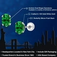 thumbnail image 2 of Gem Stone King 10K White Gold Green Simulated Emerald Stud Earrings for Women Men (0.70 Cttw, Gemstone Birthstone, Oval 6X4MM), 2 of 6