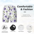 thumbnail image 4 of Kdxio Purple Chicory Print Men's Swim Trunks with Compression Liner 7 Inch Inseam Quick Dry Swim Shorts, 4 of 7
