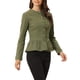 thumbnail image 4 of CHAQUETA DE JEANS PARA MUJER INSPIRADA CHIC, CON BOTONES, HEM PEPLUM, MANGAS LARGAS, CORTA, VERDE EJÉRCITO, TALLA 3XL, 4 of 6