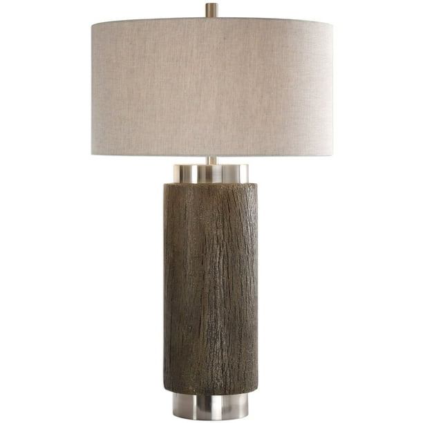 World Of Decor Rl 221698 Table Lamps Old Driftwood Stain And Brushed Nickel Resin Steel Fabric Bella Com World Of Decor Rl 221698 Table Lamps, Old World Floor Lamps