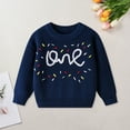 thumbnail image 2 of Ccpelsie Girls' Fall Sweaters Classic Crewneck Long Sleeve Drop Shoulder Knit Pullover Tops for Kids(Navy,6-9 Months), 2 of 9