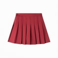 thumbnail image 4 of NIEWTR Girls' Print Pleated Skirt 3-12 Years Midi Length with Soft Lining, Back to School Style, Elastic Waist Skort(A01-Red,4-5 Years), 4 of 4