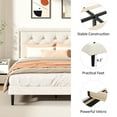 thumbnail image 2 of VIPLOV Full Size Platform Bed Frame with Upholstered Velvet Button Tufted Headboard, Mattress Foundation with Wooden Slat Support, No Box Spring Needed, Easy Assembly, Noise Free, Beige, 2 of 7