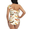 thumbnail image 5 of Sikiie Dachshund Print Women One Piece Swimsuits Tummy Control One Shoulder Bathing Suits Ruffle Swimwear, From S to XXL-Medium, 5 of 6
