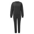 thumbnail image 1 of Liyamei Ensemble Mode Automne et Hiver pour Femmes Couleur Unie Col Rond Tête Plus Velours Manches Longues Pantalon Long Ensemble Chandail, 1 of 5