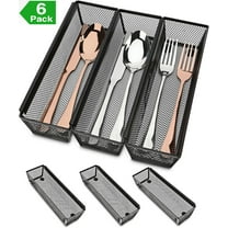 ZALFLEX Silverware Drawer Organizer for Kitchen, Utensil Mesh Drawer Organizer with Interlocking Arm for Flatware, Knives, Pen, Cosmetic, 6PC