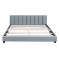 thumbnail image 5 of Queen Size & Twin XL Size Upholstered Platform Bed, Grounded Bed Mother & Child Bed with Three-side Upholstered Rail, PU Leather Floor Platform Bed Frame with Slats, No Box Spring Needed, Gray, 5 of 8