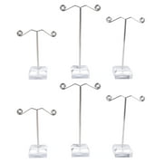 Angoily 6 pcs Complete Set of Mini Delicate Acrylic T-shape Earrings Stand Holder for Display (White)