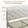 thumbnail image 6 of Twin Bed Frame with Upholstered Faux Leather Headboard, UHOMEPRO Beige Platform Bed with Wood Slats, No Box Spring Needed, Modern Bed Frame, 6 of 12