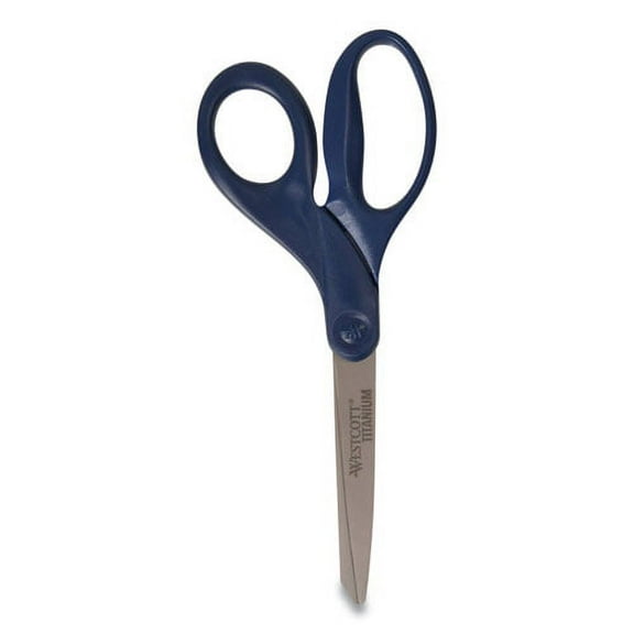 Titanium Bonded Scissors, 8" Long, 3.5" Cut Length, Navy Straight Handle | Bundle of 2 Each