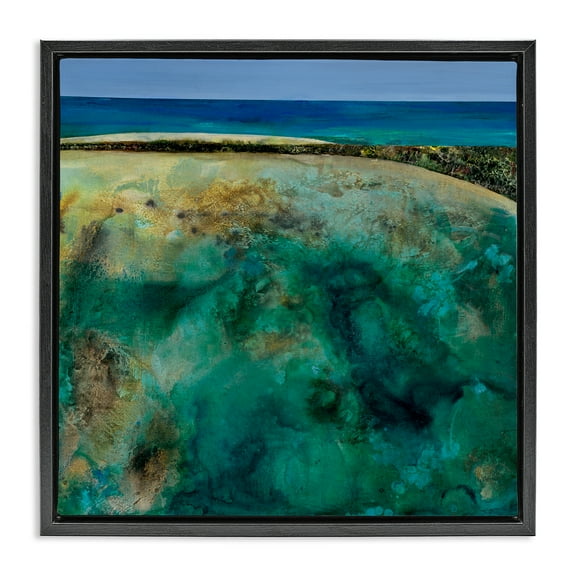 Stupell Industries Beachy Maritime Landscape Abstract Painting Black Floater Framed Canvas Art Print Wall Art, 18 x 18