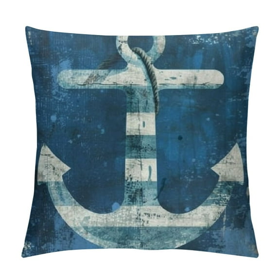 Heduofu Throw Pillow Covers Ocean Theme Nautical Outdoor Navy Blue Cushion Pillow Cases for Patio Couch Sofa Beach Car Home Decoration Throw Pillow White