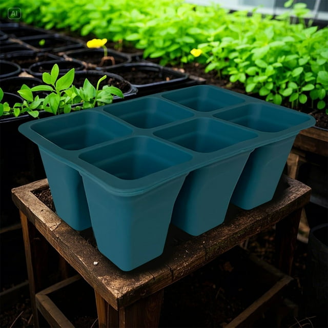 Huluwajiuyeye Plateau de Semis en Silicone à 6 Trous, Contrôle Profond des Racines, Pots Réutilisables et Antichoc, Support de Sachets de Fruits et Noix pour Oiseaux Sauvages Extérieurs, Planificateur de Jardin en Graines d'Oiseaux
