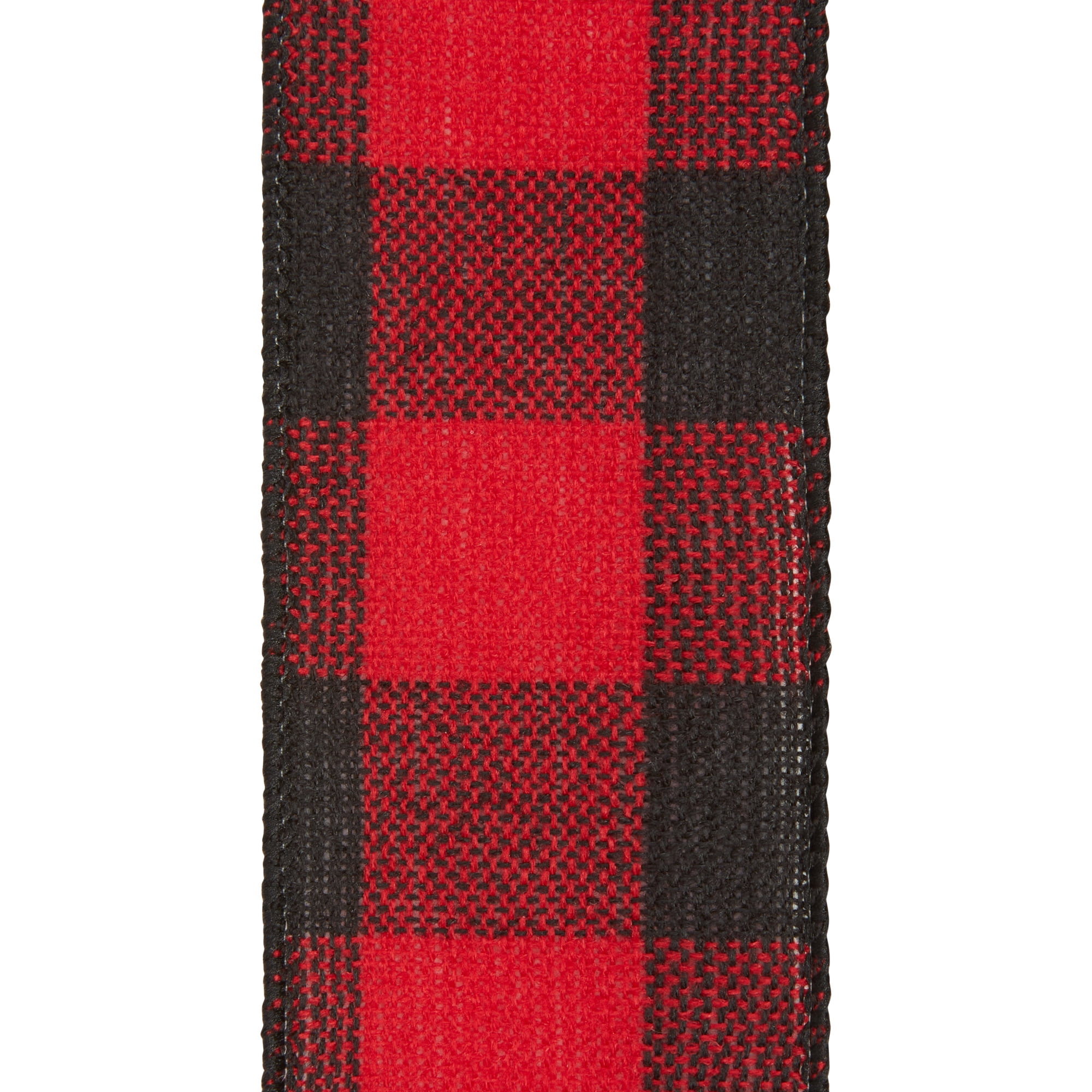 (3 pack) Offray Ribbon, Red and Black Buffalo Check 2 1/2 inch Wired Edge Woven Ribbon, 9 feet