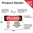 thumbnail image 2 of Oxygen No Smoking No Open Flames Spanish OSHA Danger Aluminum Sign 24 Inch x 18 Inch - 10 Pack, 2 of 8